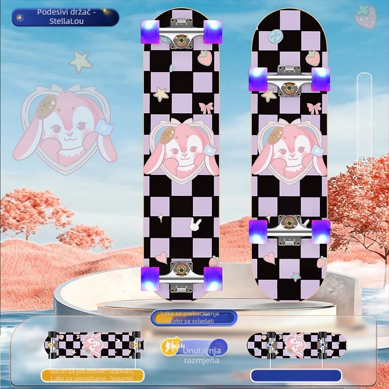 Skateboard SWAY, daska od javorovog drveta sa sedam slojeva, dvostruki rocker, opća uporaba