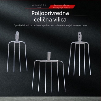 Čelična vrtna vilica za vrtlarstvo s drvenom drškom — model DT-black welded steel fork; težina 0,75 kg; tijelo: čelik; drška: drvo