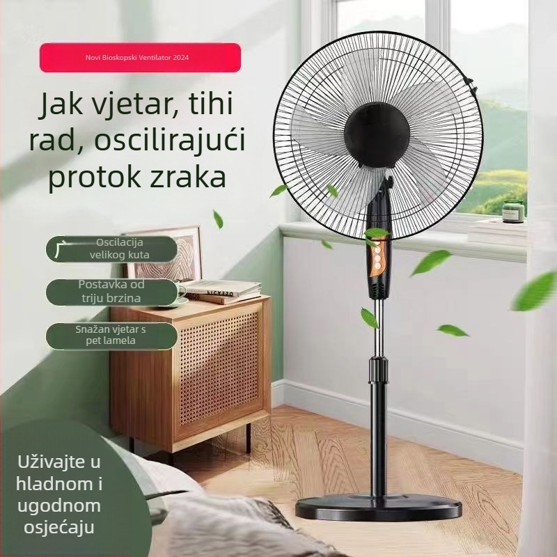 Stojeći ventilator s oscilirajućom glavom i daljinskim upravljačem (3 brzine, tajmer 2–8 sati, model M-40)