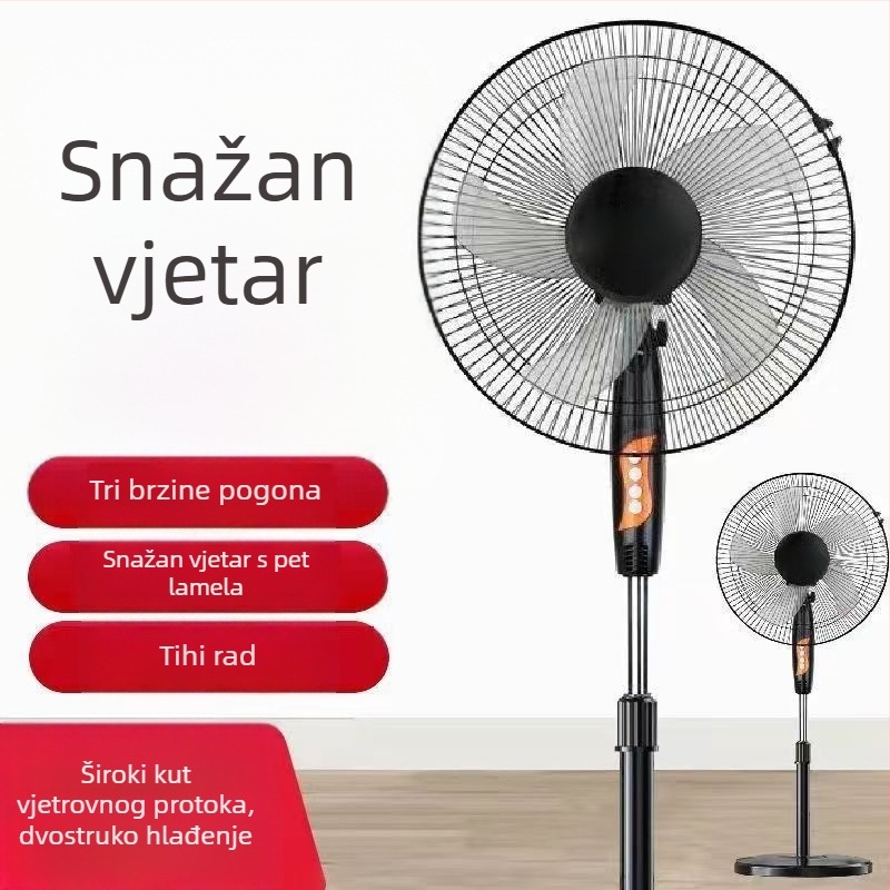 Stojeći ventilator s oscilirajućom glavom i daljinskim upravljačem (3 brzine, tajmer 2–8 sati, model M-40)