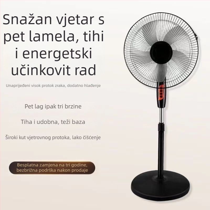Stojeći ventilator s oscilirajućom glavom i daljinskim upravljačem (3 brzine, tajmer 2–8 sati, model M-40)