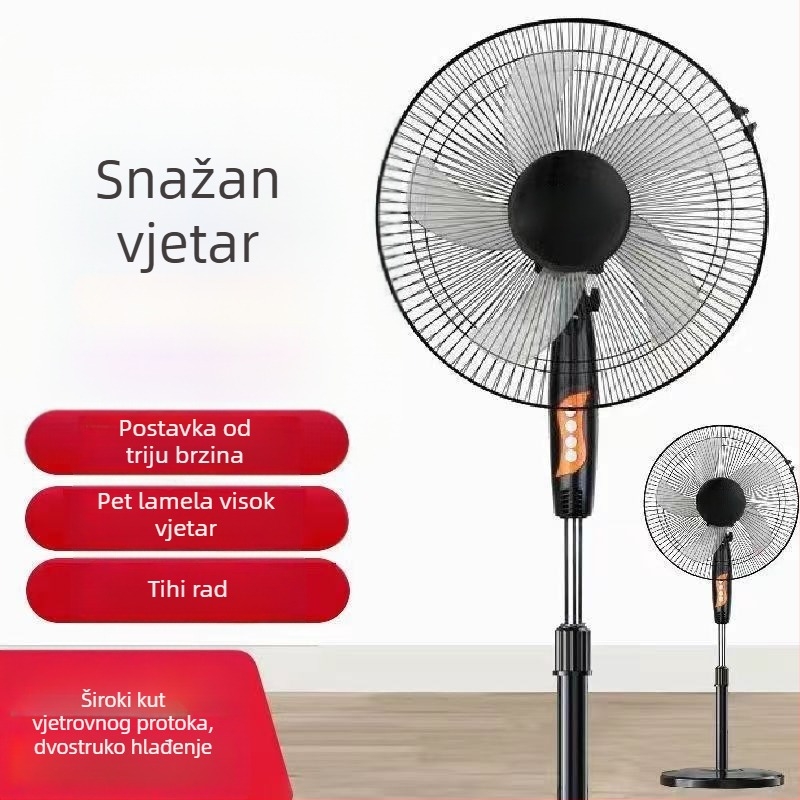 Stojeći ventilator s oscilirajućom glavom i daljinskim upravljačem (3 brzine, tajmer 2–8 sati, model M-40)