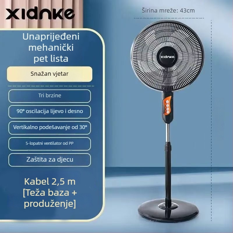 Stojeći ventilator s oscilirajućom glavom i daljinskim upravljačem (3 brzine, tajmer 2–8 sati, model M-40)