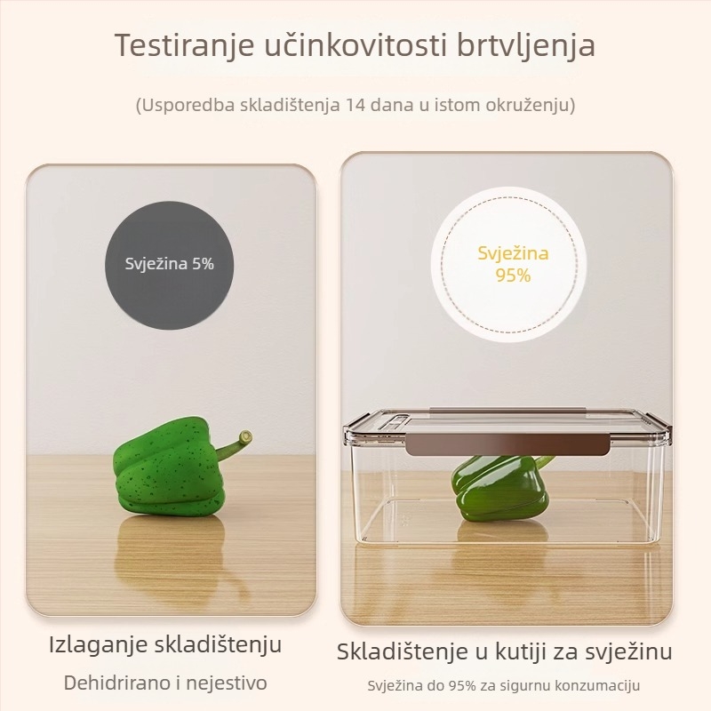 Plastična kutija za hladnjak sa poklopcem – prijenosna, s čvrstim brtvljenjem, čuva svježinu povrća i voća
