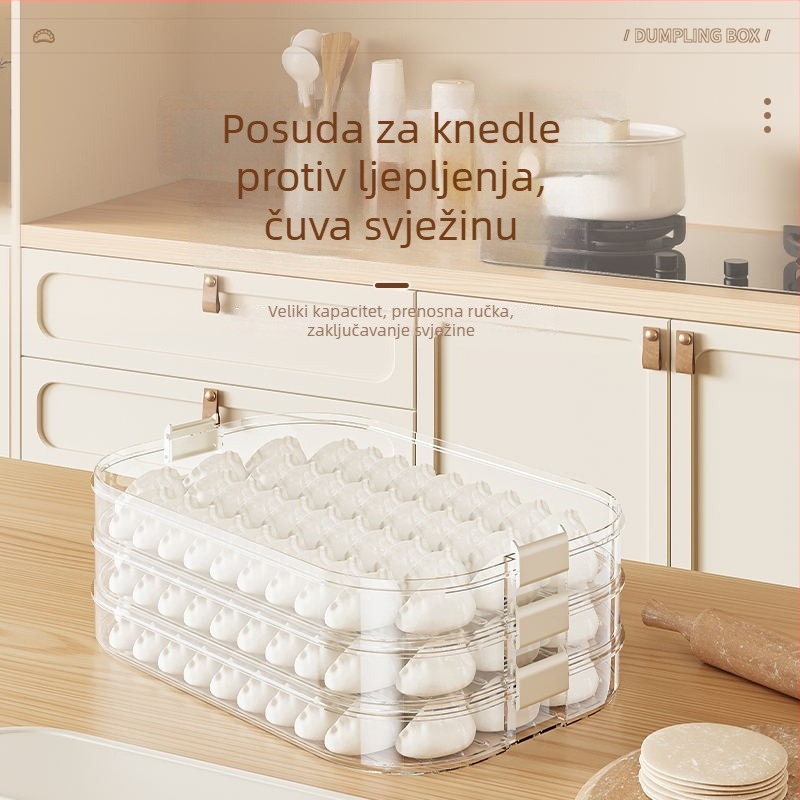 Kutija za knedle, Višeslojni sustav očuvanja svježine, Plastika hrane, Zatvorena, Pogodna za zamrzavanje