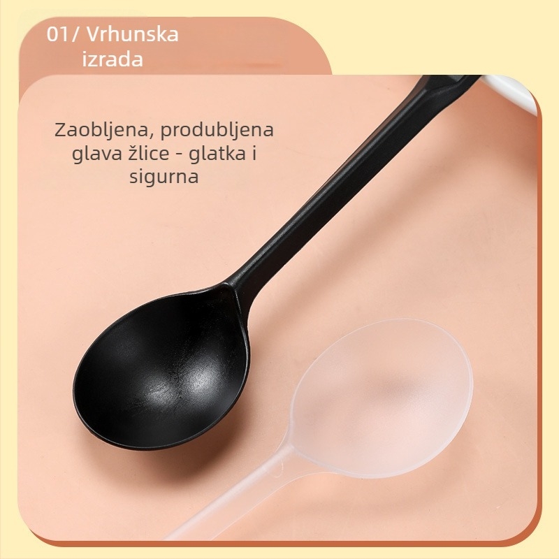 Jednokratna plastična žličica s debelim dizajnom kornjače, za voće, desert i sladoled, sigurna za mikrovalnu, mogućnost prilagođavanja