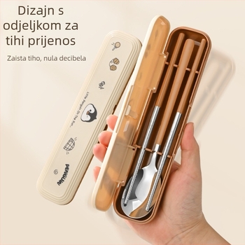 316 nehrđajući čelik – dječji set posuđa, 3 dijela (štapići za jelo, žlica, vilica) s prijenosnom kutijom, ogledni završetak, nordijski stil, lansiranje 2024, mogućnost prilagodbe