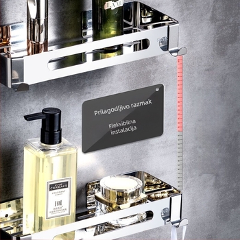 Bez bušenja kutni stalak od nehrđajućeg čelika 304, trokutasti kutni polic, polirano ogledalo, nosivost 20 kg, 1–3 sloja