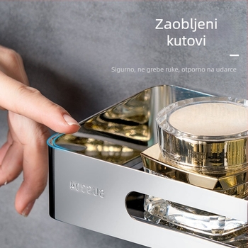 Bez bušenja kutni stalak od nehrđajućeg čelika 304, trokutasti kutni polic, polirano ogledalo, nosivost 20 kg, 1–3 sloja