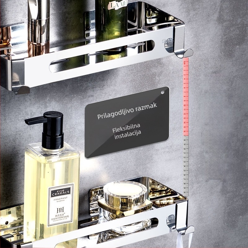 Bez bušenja kutni stalak od nehrđajućeg čelika 304, trokutasti kutni polic, polirano ogledalo, nosivost 20 kg, 1–3 sloja