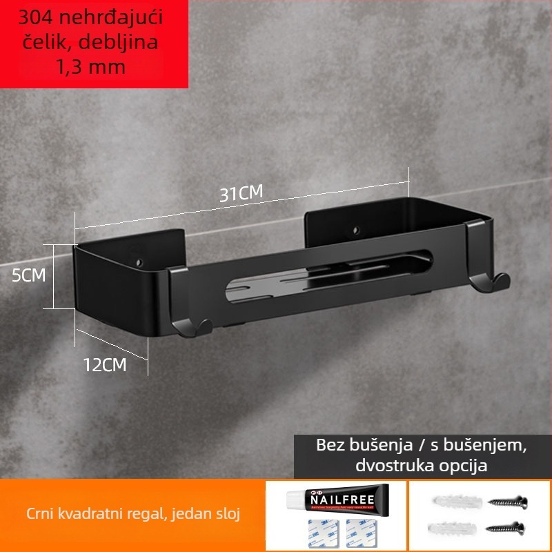 Bez bušenja kutni stalak od nehrđajućeg čelika 304, trokutasti kutni polic, polirano ogledalo, nosivost 20 kg, 1–3 sloja