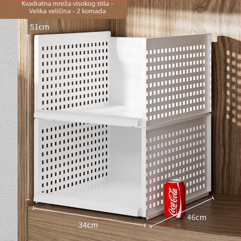 Plastični organizator garderobe s slojevima odjeljaka, stohovivi košare s ladicama, veliki ormar, japanski stil