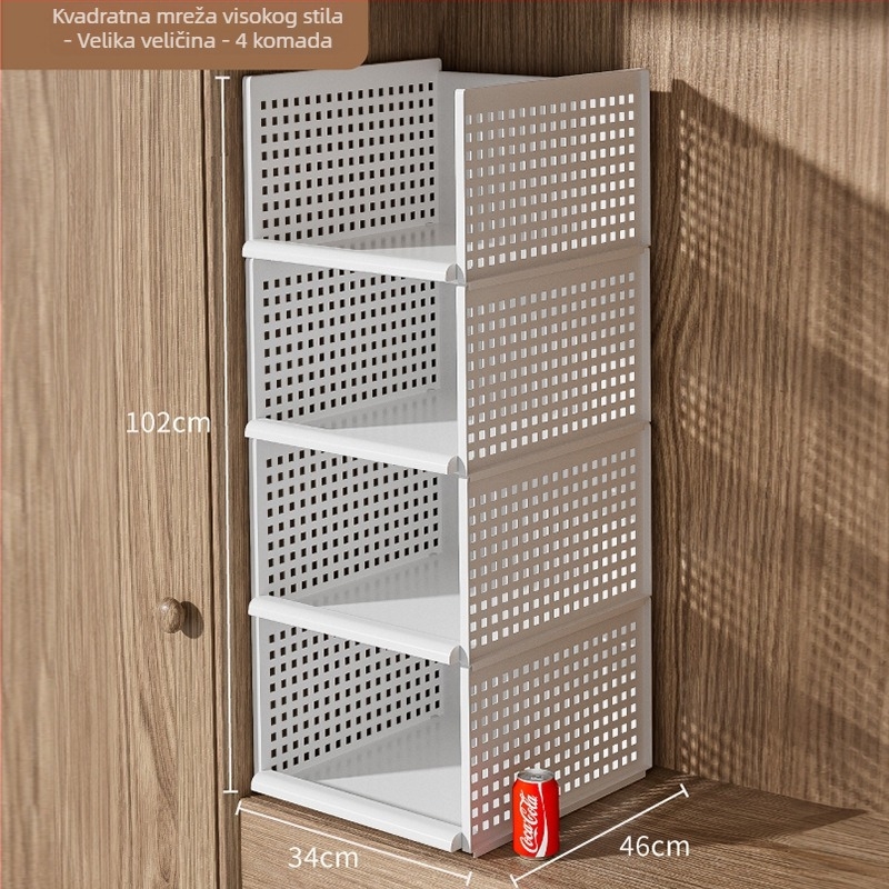 Plastični organizator garderobe s slojevima odjeljaka, stohovivi košare s ladicama, veliki ormar, japanski stil