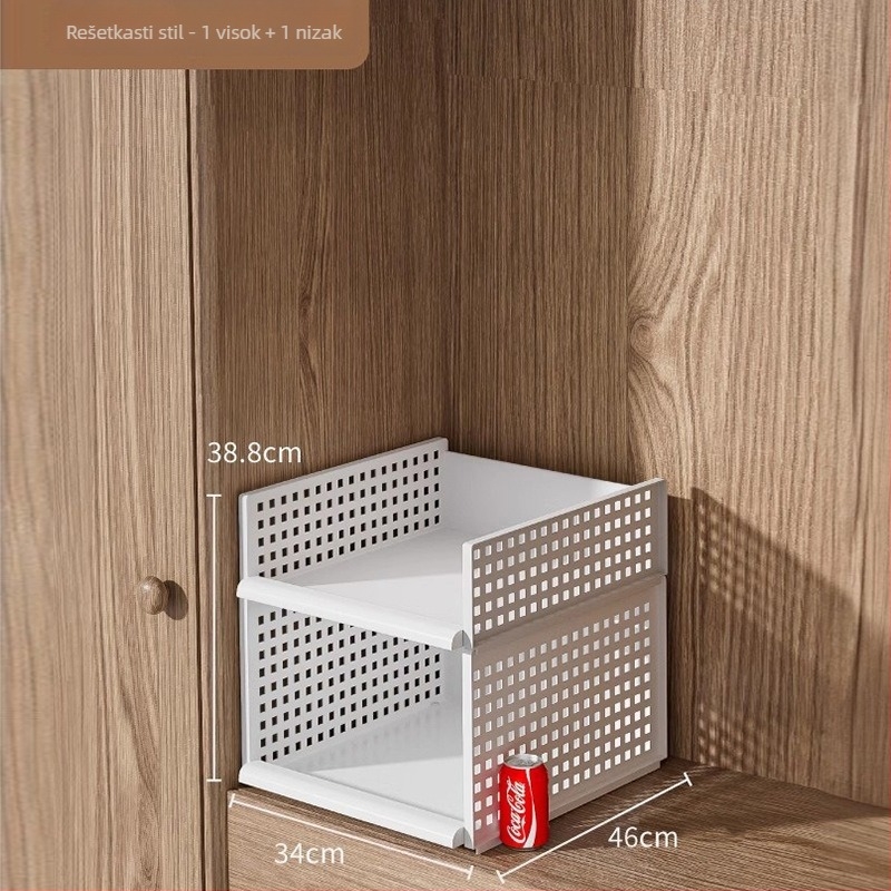 Plastični organizator garderobe s slojevima odjeljaka, stohovivi košare s ladicama, veliki ormar, japanski stil