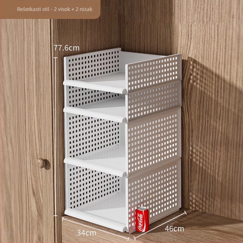 Plastični organizator garderobe s slojevima odjeljaka, stohovivi košare s ladicama, veliki ormar, japanski stil