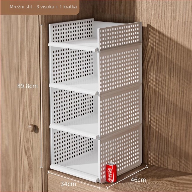 Plastični organizator garderobe s slojevima odjeljaka, stohovivi košare s ladicama, veliki ormar, japanski stil
