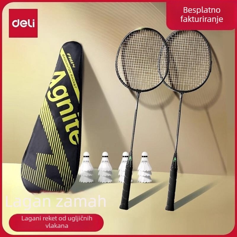 Deliangernet badminton raketa, 2 komada, 95–100 g, pravolinijski udarac, za amatere i juniore
