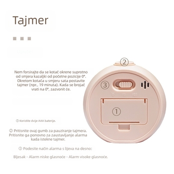 Vizualni timer za djecu s odbrojavanjem i alarmom — kvadratna ABS kućišta, kvarcni pogon, analogno-digitalni prikaz, kronograf