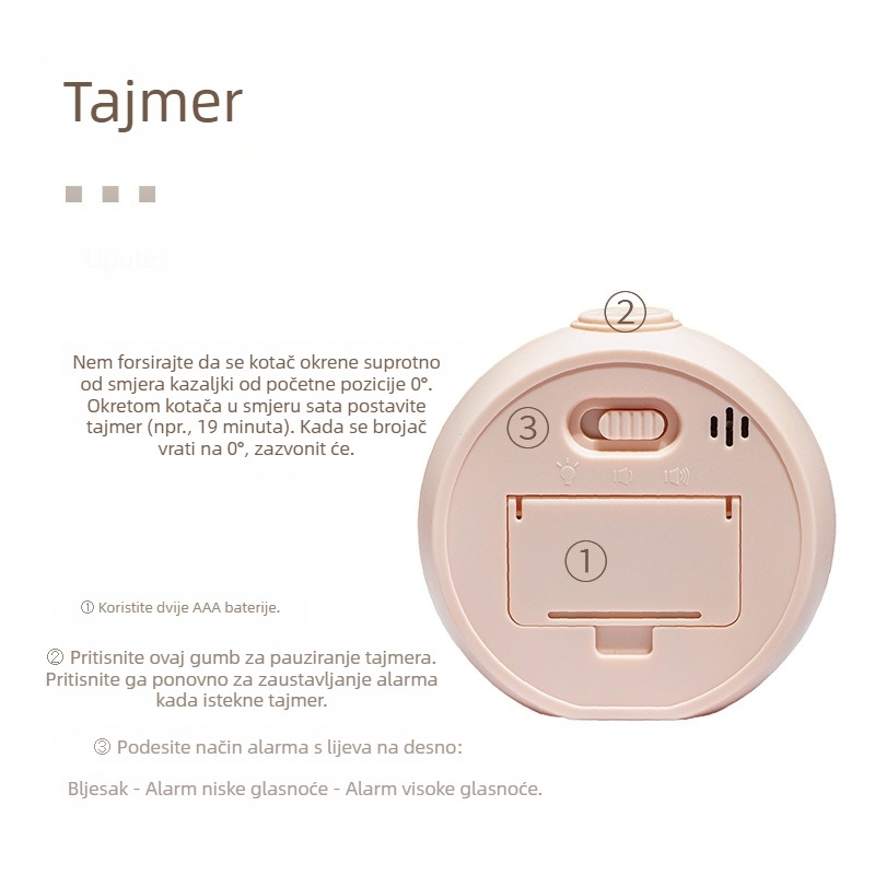 Vizualni timer za djecu s odbrojavanjem i alarmom — kvadratna ABS kućišta, kvarcni pogon, analogno-digitalni prikaz, kronograf