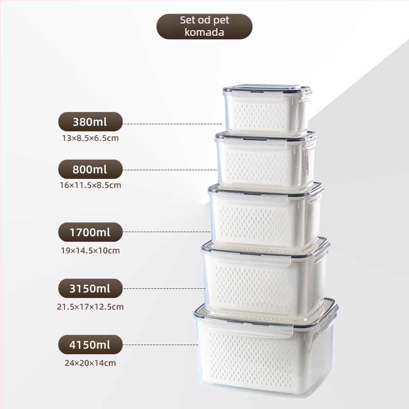 Prijenosna plastična kutija za skladištenje s poklopcem, pravokutnog oblika, kompatibilna s mikrovalnom pećnicom, zapremine 0,3–5 L