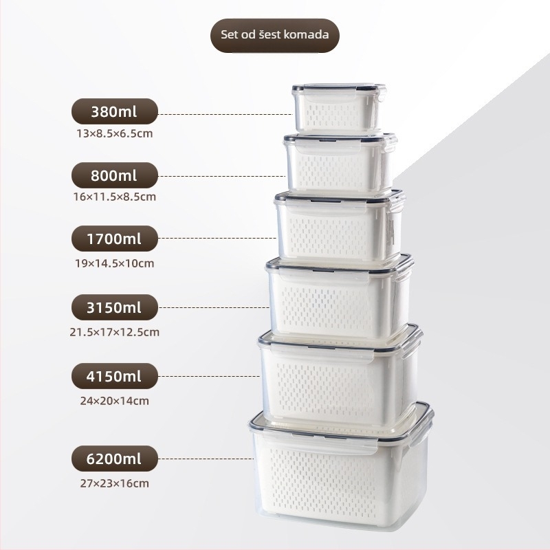 Prijenosna plastična kutija za skladištenje s poklopcem, pravokutnog oblika, kompatibilna s mikrovalnom pećnicom, zapremine 0,3–5 L