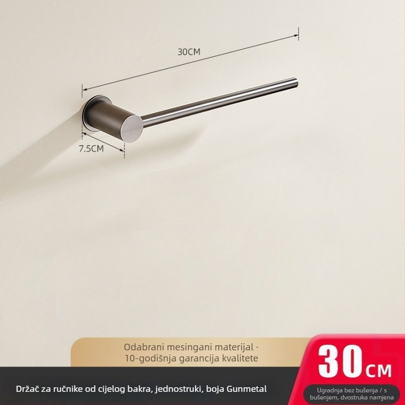 Držač za ručnike, bakren materijal, kromirana površina, nosivost 5 kg, klasifikacija: držač za ručnike, funkcija: za vješanje ručnika