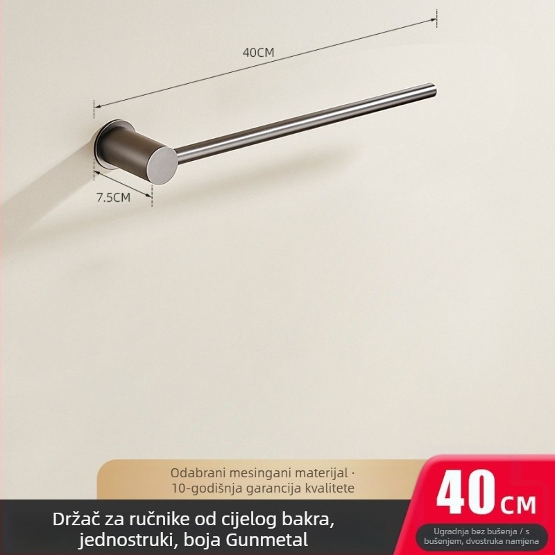 Držač za ručnike, bakren materijal, kromirana površina, nosivost 5 kg, klasifikacija: držač za ručnike, funkcija: za vješanje ručnika