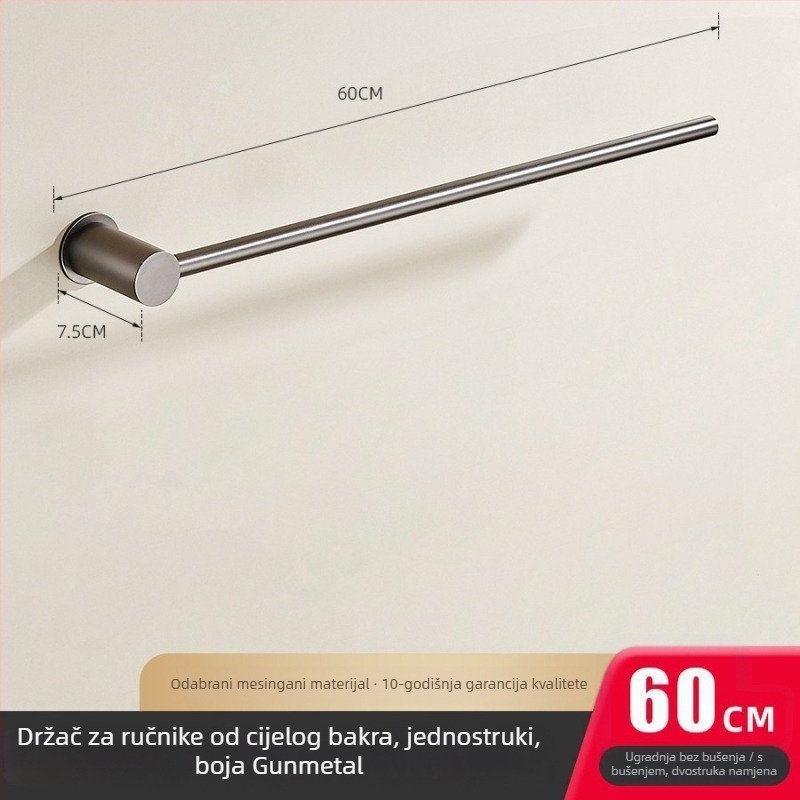 Držač za ručnike, bakren materijal, kromirana površina, nosivost 5 kg, klasifikacija: držač za ručnike, funkcija: za vješanje ručnika