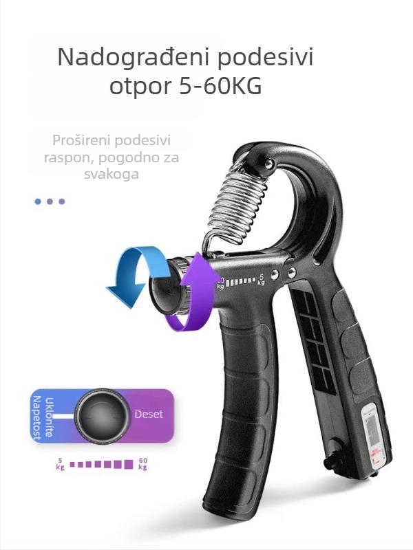 Trener snage hvata s ABS kućištem, podesivim brojčanim modelom i modelom od pjene, za sveobuhvatni trening