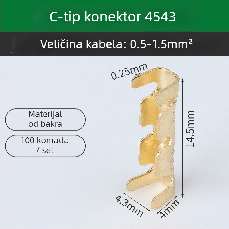 Crimp terminalni konektor – hladno presovanje, za bakreni kabel, međuvrsta/paralelno spajanje, sučelje tip ograde (454A/B/C/T)