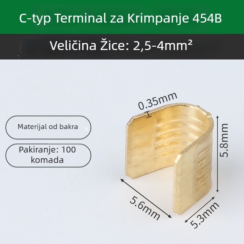 Crimp terminalni konektor – hladno presovanje, za bakreni kabel, međuvrsta/paralelno spajanje, sučelje tip ograde (454A/B/C/T)
