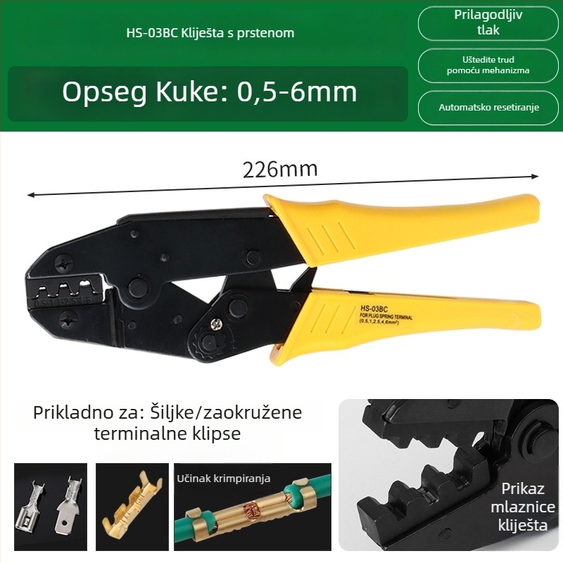Crimp terminalni konektor – hladno presovanje, za bakreni kabel, međuvrsta/paralelno spajanje, sučelje tip ograde (454A/B/C/T)