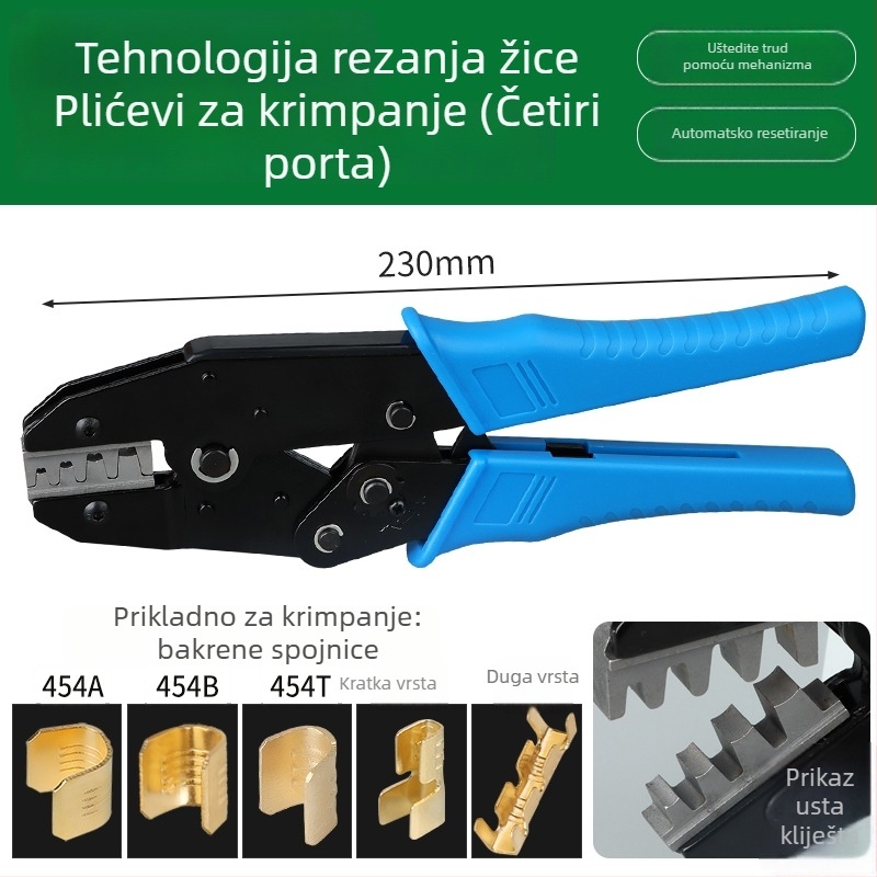 Crimp terminalni konektor – hladno presovanje, za bakreni kabel, međuvrsta/paralelno spajanje, sučelje tip ograde (454A/B/C/T)