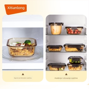 Staklena kutija za ručak (borosilikat, izolirana, pogodna za mikrovalnu, 800–1000 ml, kvadratna)