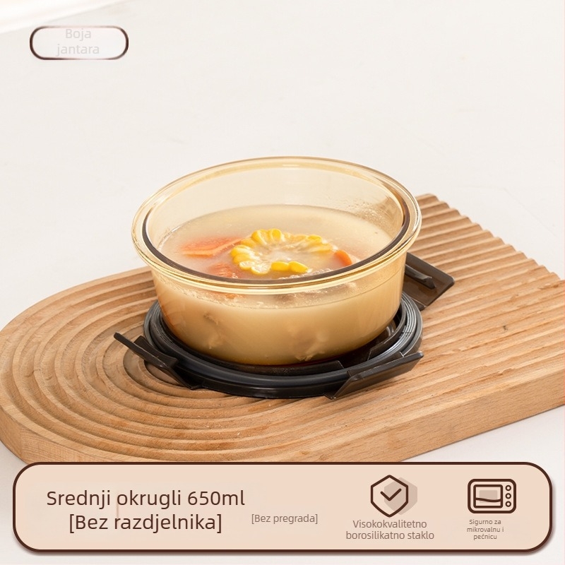 Staklena kutija za ručak (borosilikat, izolirana, pogodna za mikrovalnu, 800–1000 ml, kvadratna)