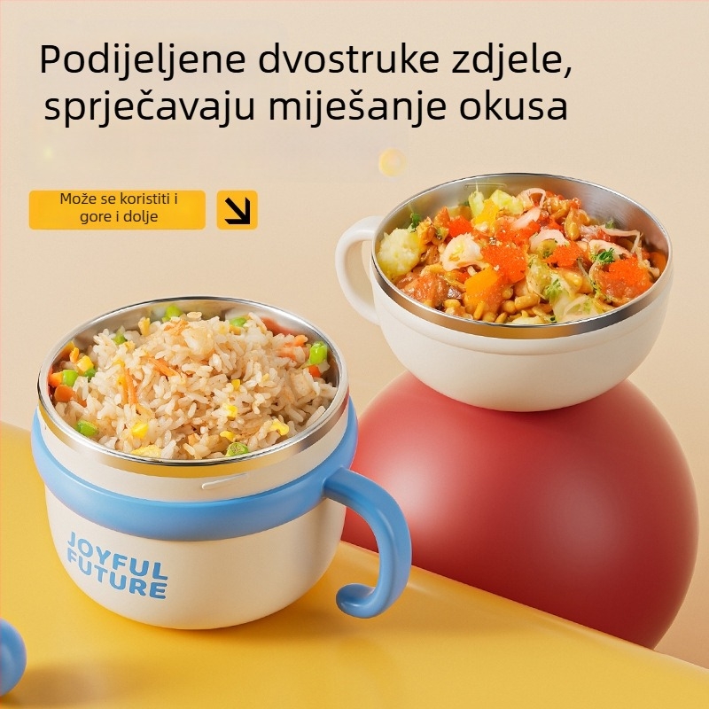 Izolirana kutija za obrok od nehrđajućeg čelika 304, s poklopcem, dvostruki sloj, kapacitet 1–2 L, moguć ispis logotipa