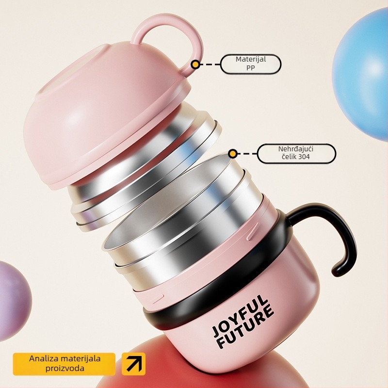 Izolirana kutija za obrok od nehrđajućeg čelika 304, s poklopcem, dvostruki sloj, kapacitet 1–2 L, moguć ispis logotipa