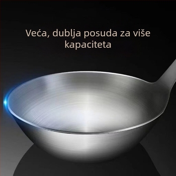 Set kuhinjskih alata od nehrđajućeg čelika s drvenom drškom: žlica za juhu, žlica s rupicama, špatula za prženje; otporan na visoke temperature; zaštita od opeklina