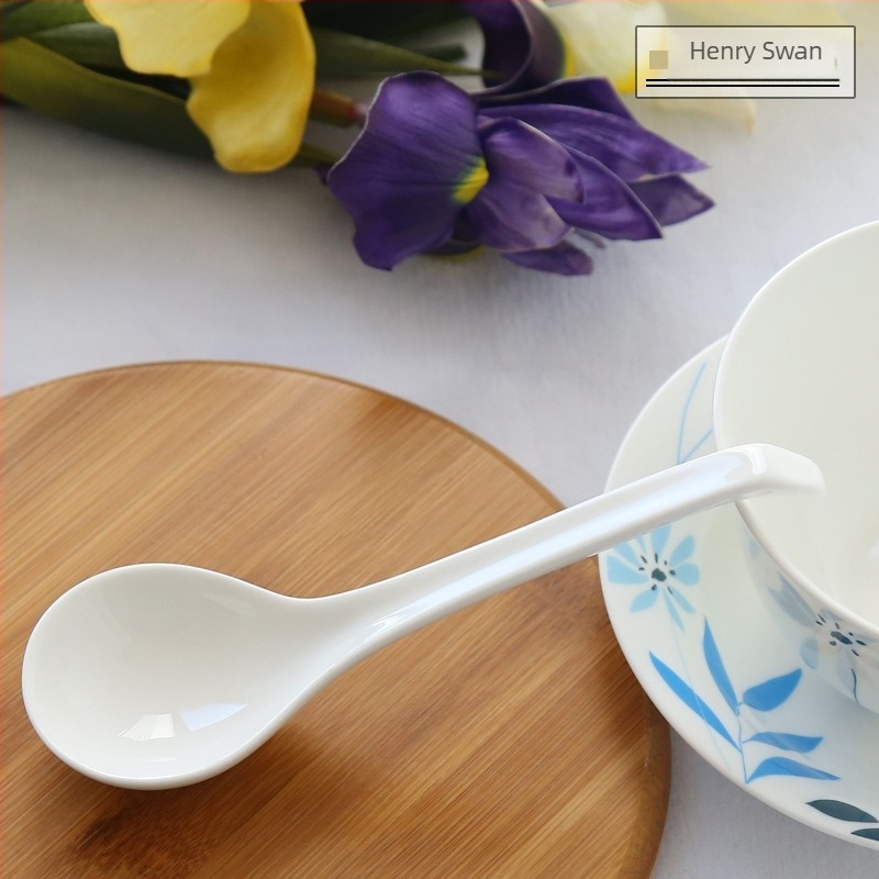 Žličica za juhu od kostnog porcelana, Sibaide, jedinstven dizajn, završna obrada vodnim postupkom