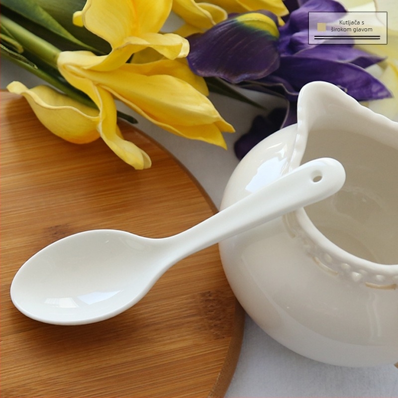 Žličica za juhu od kostnog porcelana, Sibaide, jedinstven dizajn, završna obrada vodnim postupkom