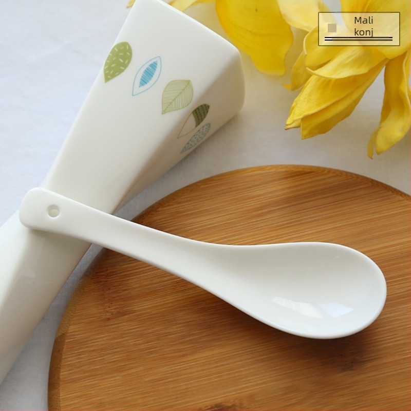 Žličica za juhu od kostnog porcelana, Sibaide, jedinstven dizajn, završna obrada vodnim postupkom