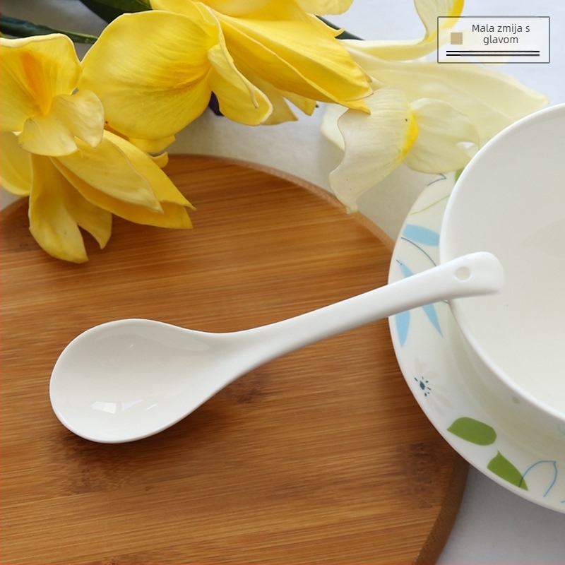 Žličica za juhu od kostnog porcelana, Sibaide, jedinstven dizajn, završna obrada vodnim postupkom