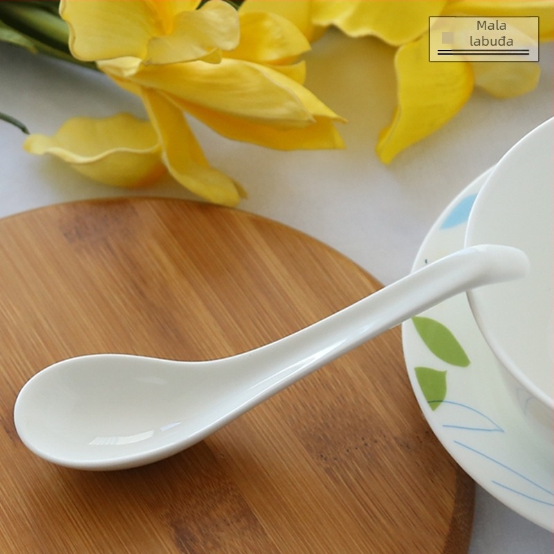 Žličica za juhu od kostnog porcelana, Sibaide, jedinstven dizajn, završna obrada vodnim postupkom