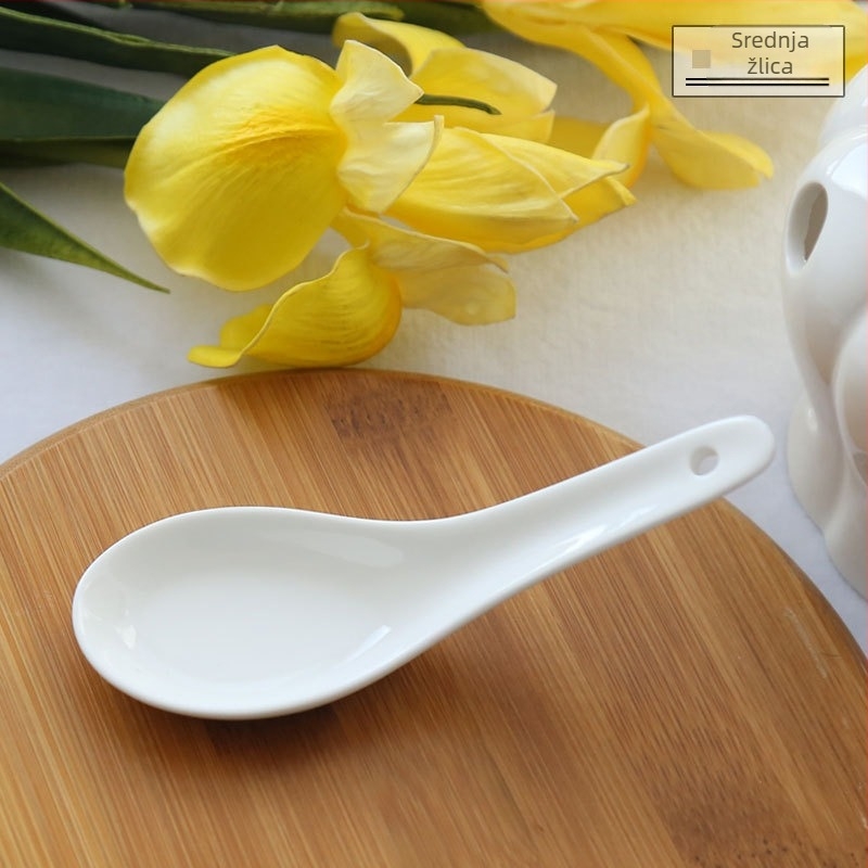 Žličica za juhu od kostnog porcelana, Sibaide, jedinstven dizajn, završna obrada vodnim postupkom