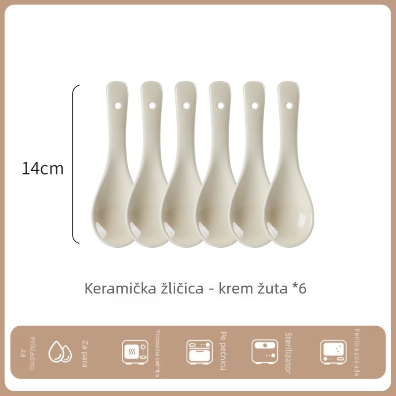 Set keramičkih žlica za juhu, minimalistički stil, AB-1452, pogodan za juhu i rižinu kašu