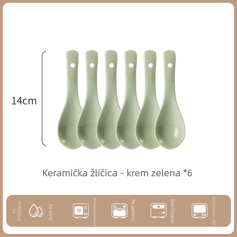 Set keramičkih žlica za juhu, minimalistički stil, AB-1452, pogodan za juhu i rižinu kašu