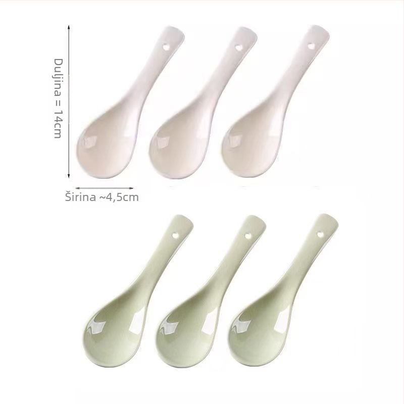 Set keramičkih žlica za juhu, minimalistički stil, AB-1452, pogodan za juhu i rižinu kašu