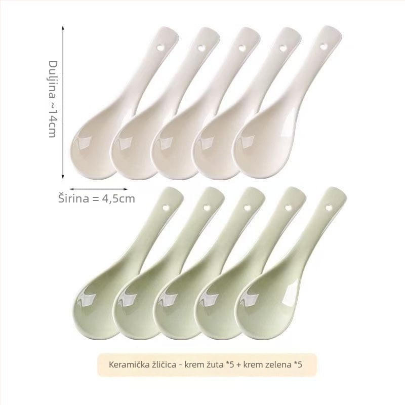 Set keramičkih žlica za juhu, minimalistički stil, AB-1452, pogodan za juhu i rižinu kašu