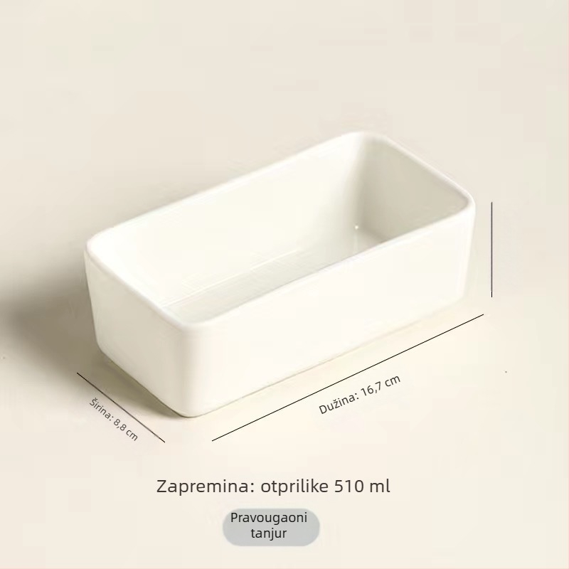Porcelanska četvrtasta zdjela za parenje, mikrovalna sigurna, prilagodljiva logotipu