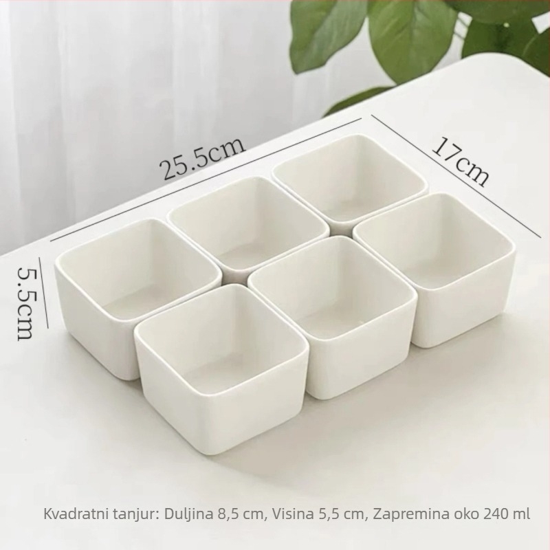 Porcelanska četvrtasta zdjela za parenje, mikrovalna sigurna, prilagodljiva logotipu